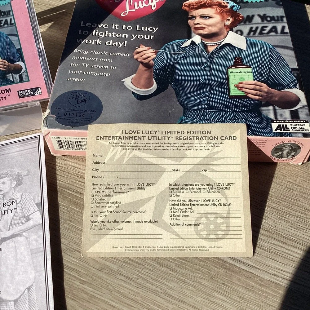 I Love Lucy Limited Edition Utility CD ROM‎ Windows Software Numbered